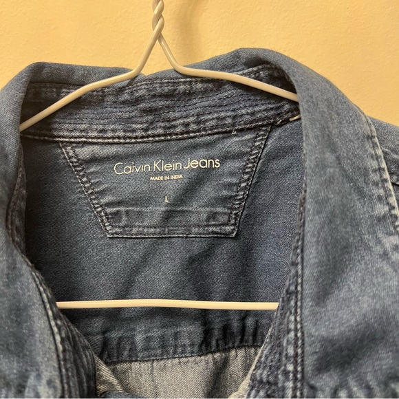 Calvin Klein Jeans Denim Button Up Shirt Blue US L - Picture 9 of 11